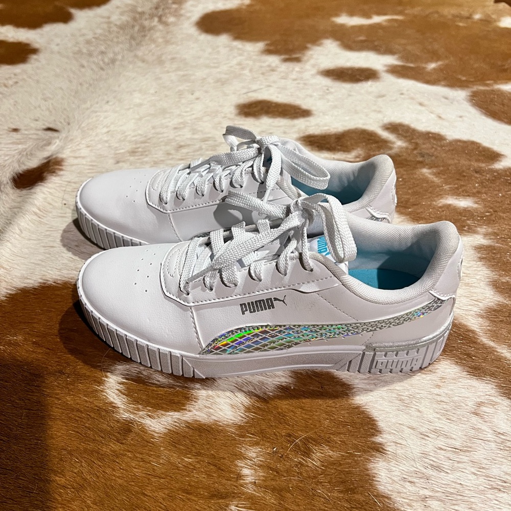 Puma White Sneakers with Holographic Detail